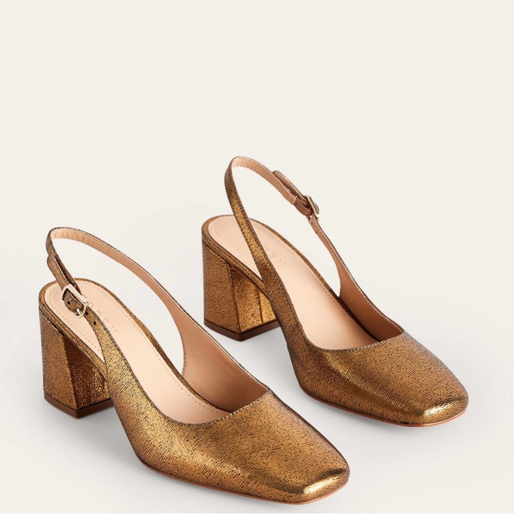New BODEN Slingback Mid-heel Pump Gold Metallic size 39 SOLD OUT ONLINE